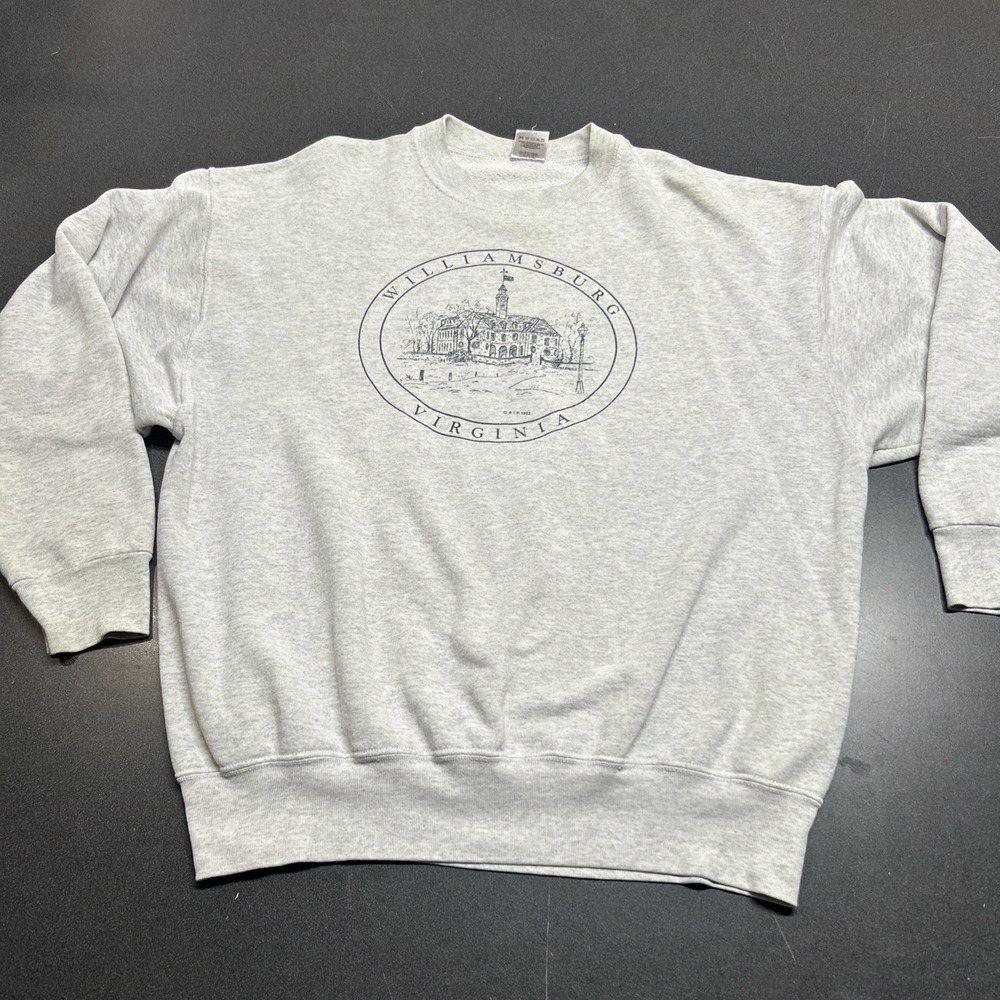 Vintage 90s Colonial Williamsburg Virginia Crewneck Sweatshirt Gray XL USA